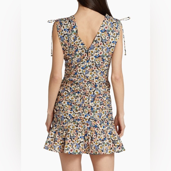 VERONICA BEARD Jackson Floral Ruched Sleeveless Mini Dress- Size 4 - Picture 3 of 10